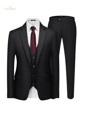 Men's 3 Piece Suit Set Slim Fit Blazer Vest Pants Wedding Tuxedo